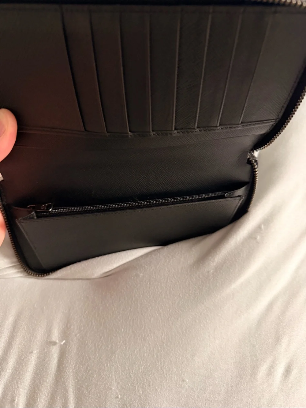 Armani Exchange Black Embossed Zip-Around Wallet